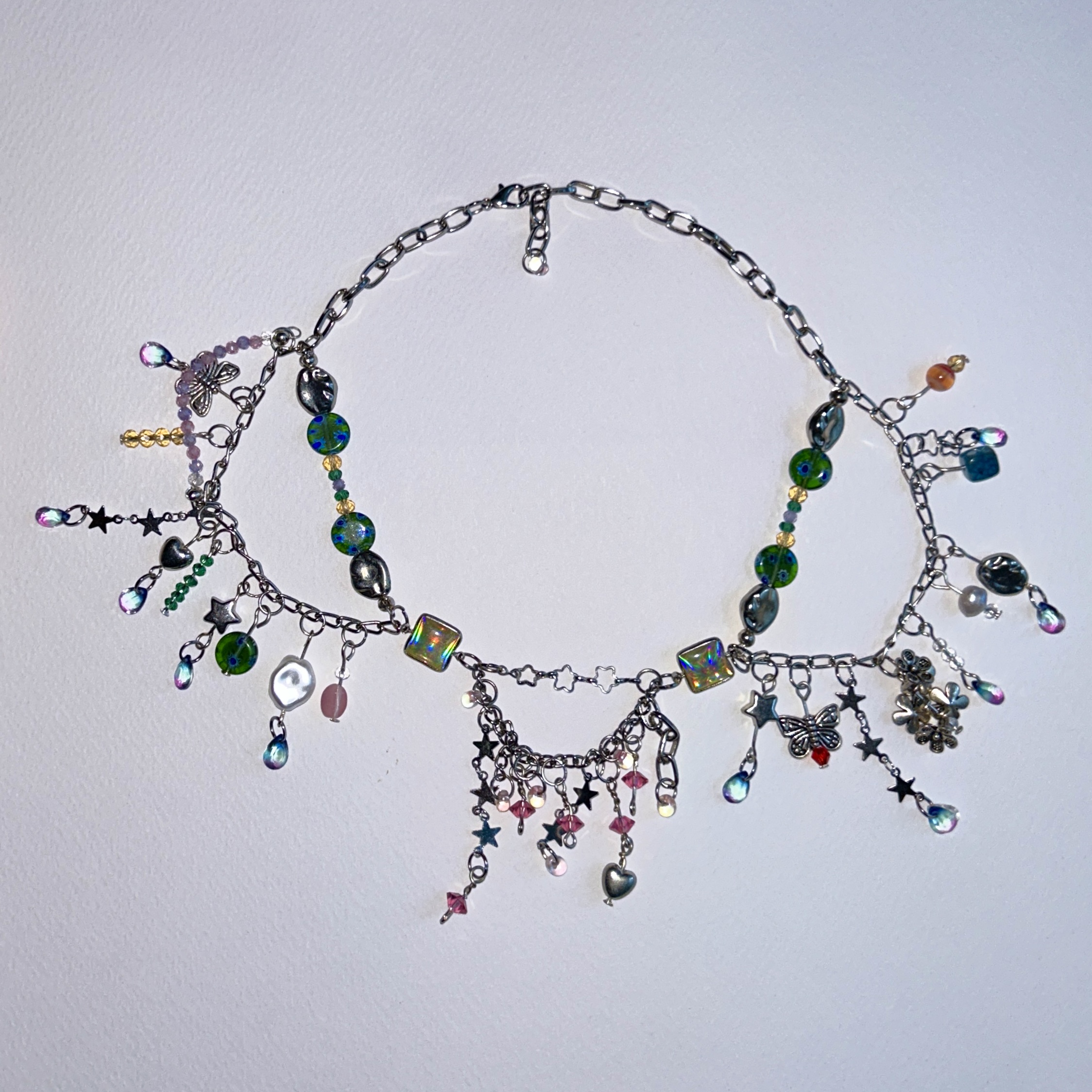 assymetrical messy beaded necklace
